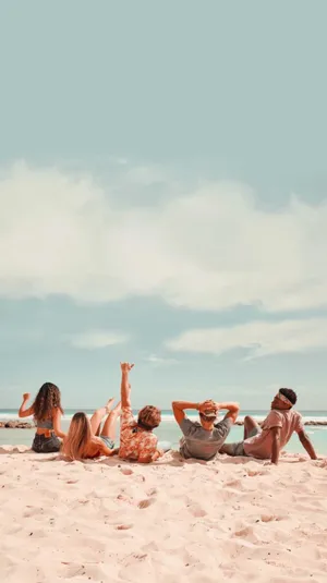 Beachside Friends Relaxingi Phone Wallpaper Wallpaper