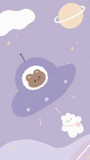 Bear Astronaut Pastel Cute Wallpaper