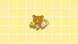 Bears On Yellow Pastel Cute Wallpaper