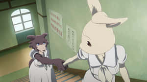 Beastars Junoand Legoshi Classroom Interaction Wallpaper