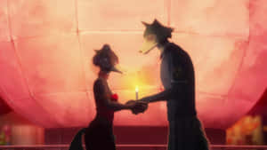 Beastars Junoand Legoshi Romantic Scene Wallpaper