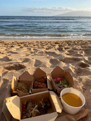 Beautiful Beach Picnic Setup Wallpaper