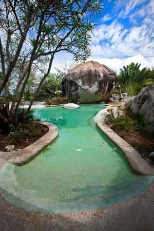 Beautiful Beach Swimming Pool Overlooking The Ocean Wallpaper