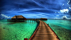 Beautiful Beach With A Boardwalk Wallpaper