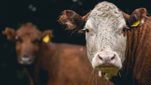 Beautiful Brown Cow In A Lush Green Meadow Wallpaper