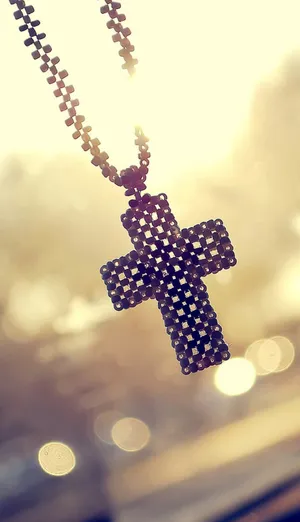 Beautiful Cross Silver Chain Necklace Wallpaper