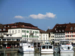 Beautiful Evening Sky Over Rapperswil-jona Wallpaper