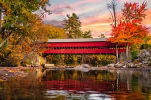 Beautiful Fall Bridge Amidst A Sea Of Autumn Hues Wallpaper