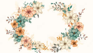 Beautiful Floral Wreath On Light Background Wallpaper