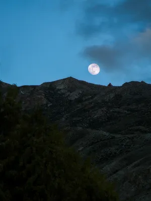 Beautiful Full Moon Over Mountain Wallpaper