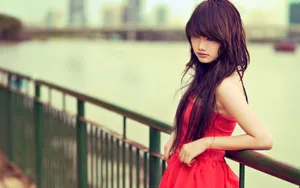 Beautiful Girl In A Red Dress Wallpaper