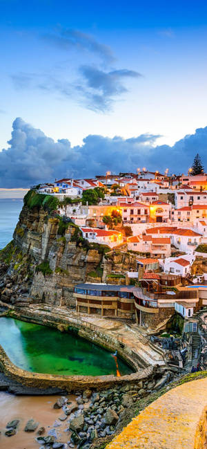 Beautiful Landscape Of Azenha Do Mar Beach In Sintra, Portugal. Wallpaper