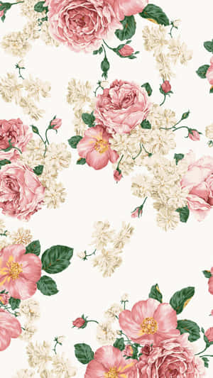 Beautiful Light Pink Floral Design For Iphone Wallpaper