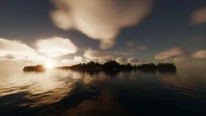 Beautiful Minecraft Island Sunset Wallpaper