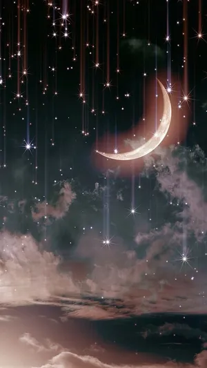 Beautiful Night Sky With The Moon And Stars Wallpaper