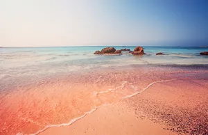 Beautiful Pink Sand Beach At Sunset Wallpaper