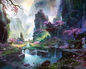 Beautiful Pink Sunset Reflected In Lake Wallpaper