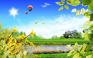 Beautiful Scenery Desktop Blue Sky Hot Air Balloons Wallpaper