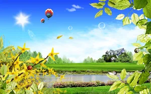Beautiful Scenery Desktop Blue Sky Hot Air Balloons Wallpaper