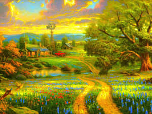 Beautiful Scenery Desktop Country Living Kinkade Wallpaper