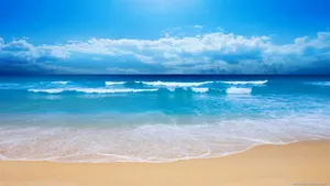 Beautiful Sea Relaxing Blue Beachscape Wallpaper
