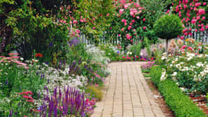 Beautiful Spring Garden In Full Bloom Wallpaper