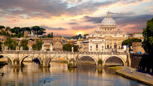 Beautiful Sunset In Vatican City Wallpaper