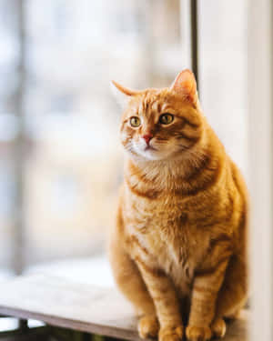 Beautiful Tabby Cat Resting Gracefully Wallpaper