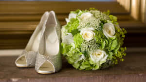 Beautiful Wedding Bouquet In Bride's Hands Wallpaper