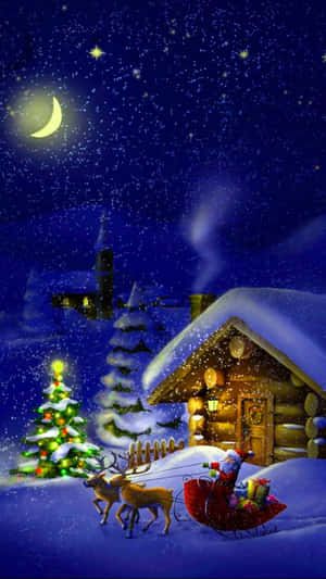 Beautiful Winter Night As The Snow Blankets The World In Anticipation Of Christmas Eve Wallpaper