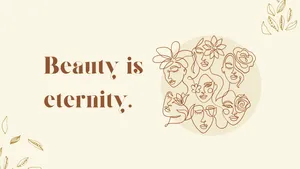 Beauty Eternity Beige Aesthetic Line Art Wallpaper