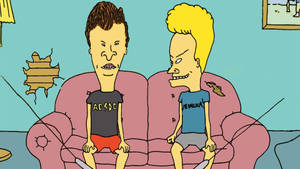 Beavis And Butt Head On Pink Couch Wallpaper