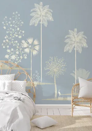 Bed Frame And Chair With Gilded Details Wallpaper