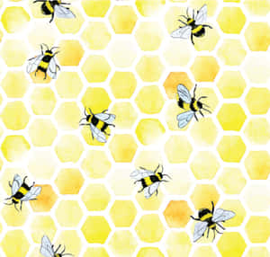 Bee With Retro Background Wallpaper