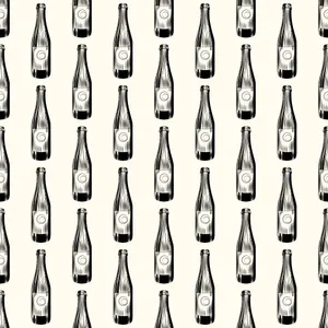 Beer Bottles Black-and-white Illustration Wallpaper