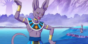 Beerus Smiling Anime Scene Wallpaper