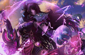 Beidou Unleashing Her Power In Genshin Impact Wallpaper