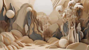 Beige_ Abstract_ Landscape_ Art Wallpaper