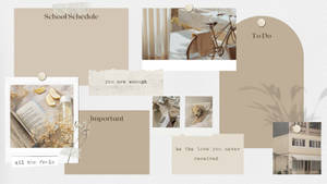 Beige Aesthetic Laptop Planner Wallpaper