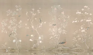 Beige Background With Birds Wallpaper