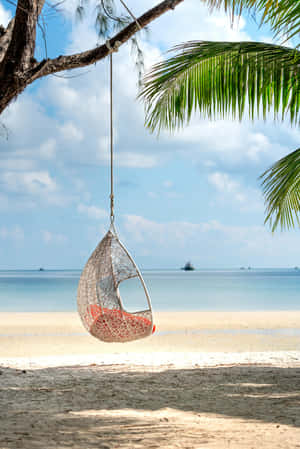 Beige Beach Hanging Chair Wallpaper