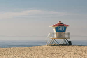 Beige Beach Lifeguard Tower Wallpaper