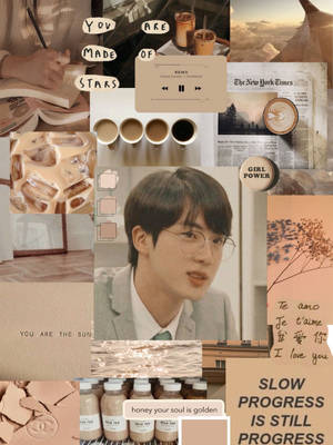 Beige Brown Aesthetic Bts Jin Wallpaper