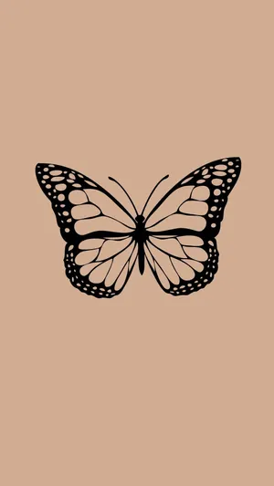 Beige Butterfly Aesthetic Artwork Wallpaper
