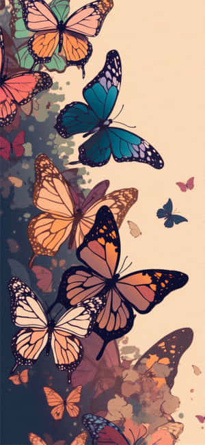 Beige Butterfly Aesthetic Artwork Wallpaper