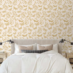 Beige Butterfly Bedroom Aesthetic Wallpaper