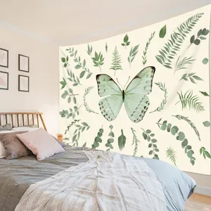 Beige Butterfly Bedroom Aesthetic.jpg Wallpaper