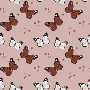 Beige Butterfly Pattern Aesthetic Wallpaper