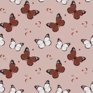 Beige Butterfly Pattern Aesthetic Wallpaper
