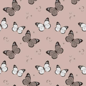 Beige Butterfly Pattern Aesthetic Wallpaper